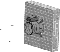) Fill space between fire damper and with mortar, gypsum minimal density has