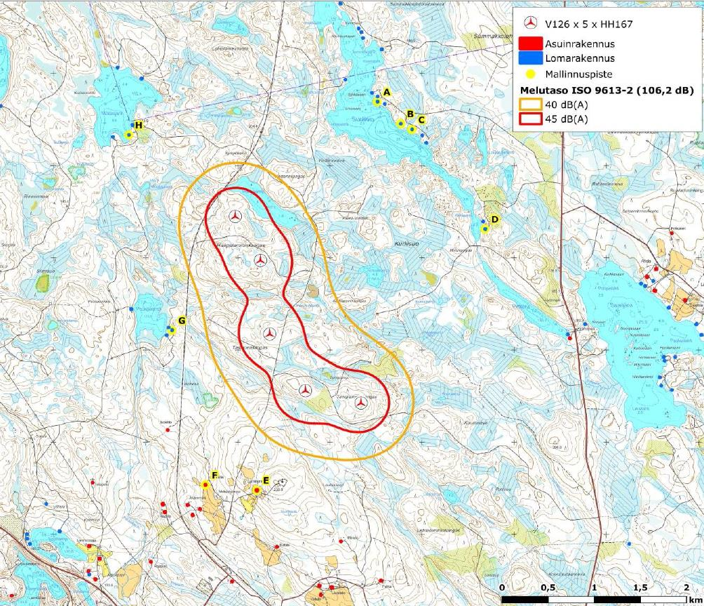 FCG SUUNNITTELU JA TEKNIIKKA OY Kaavaselostus 72 (100) Kuva 44. Ehdotusvaiheen melumallinnus.