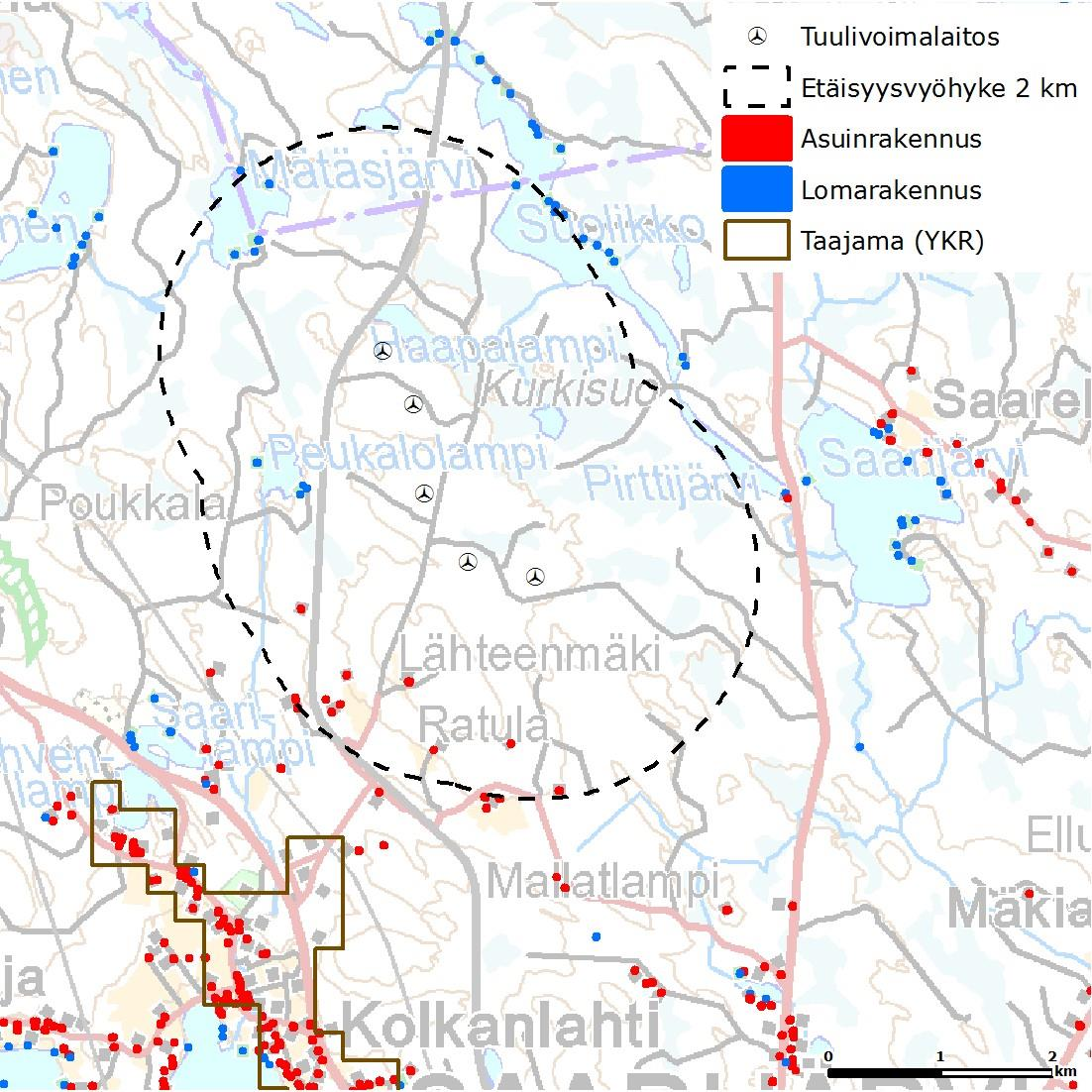 FCG SUUNNITTELU JA TEKNIIKKA OY Kaavaselostus 8 (100) 4.1.1 Asutus Suurimmat asutuskeskittymät sijaitsevat suunnittelualueen luoteispuolella Kolkanlahden alueella sekä Lintupohjan alueella.