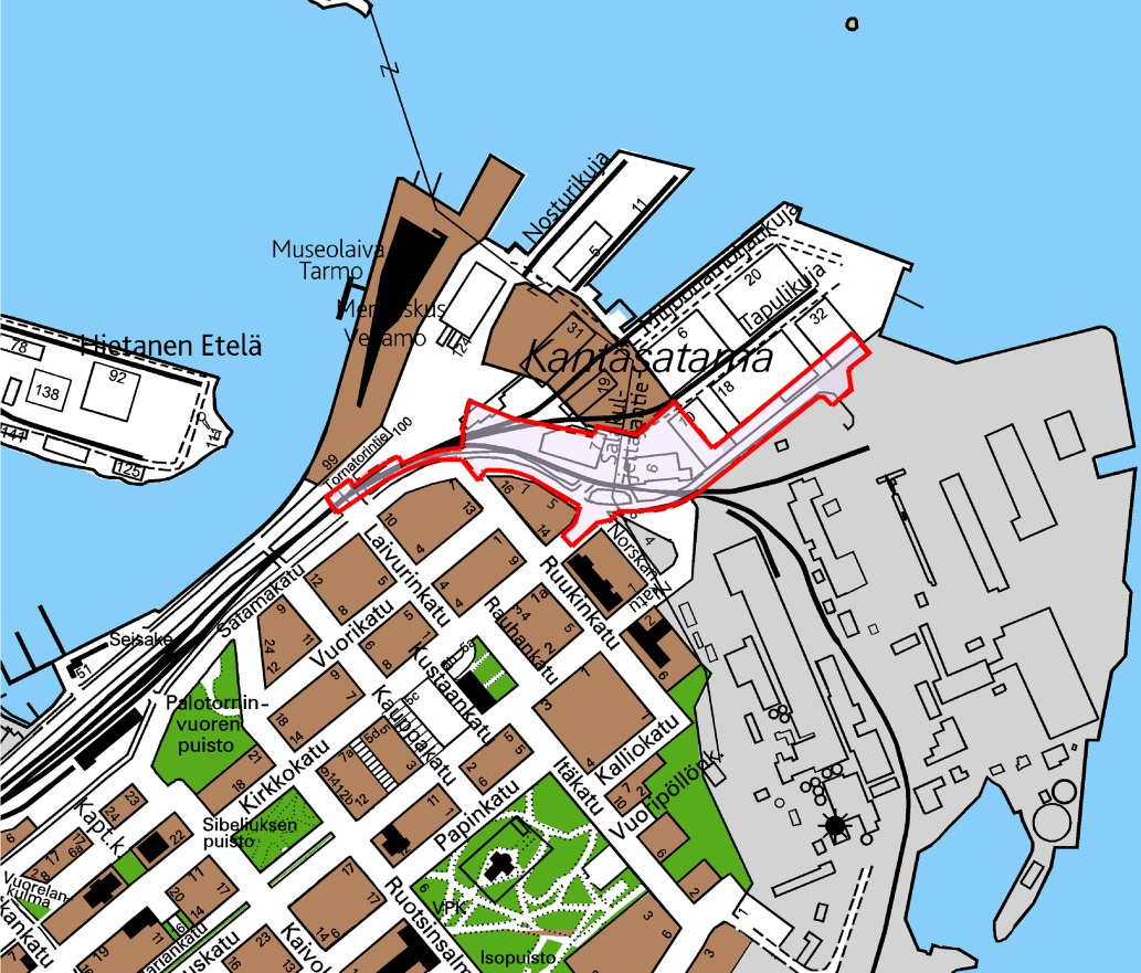 Suunnittelualue ALUE NYT Suunnittelualue on suurelta osaltaan Satamakatua sekä huvi- ja viihderakennusten ja linja-autoaseman korttelialuetta.