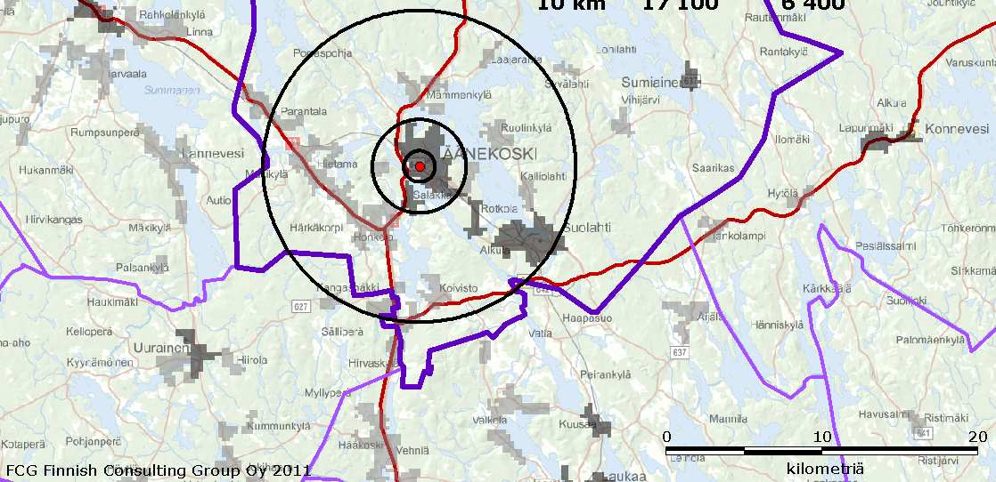 FCG Finnish Consulting Group Oy 132 (147) 9.4.2 Sijainti yhdyskuntarakenteessa Äänekosken keskustaajaman yhdyskuntarakenteen kehittymiseen on vaikuttanut voimakkaasti suurteollisuuden alue- ym.