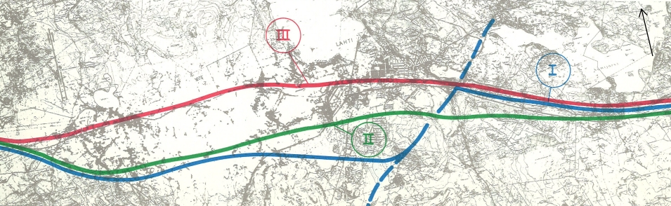 poikki kulkeva linjaus nro III. Näin ollen valtateiden 4 ja 5 erkanemiskohta siirtyi Holmasta Kymijärven länsipäähän.