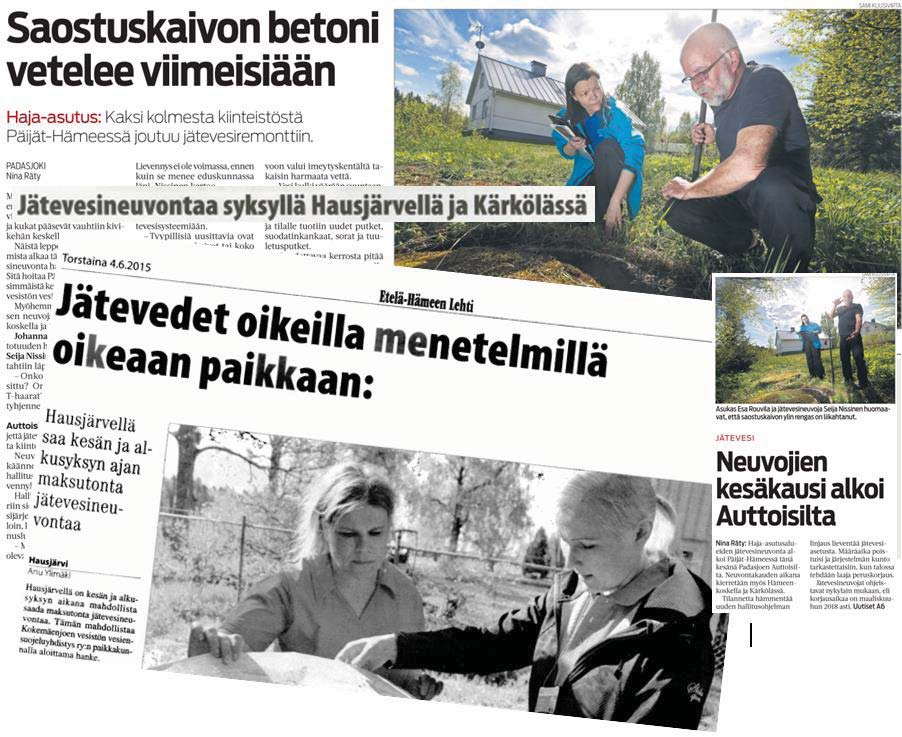 3 ten kyläyhdistysten ja järvien suojeluyhdistysten, kanssa. Paikallistoimijat tiedottivat neuvontatyöstä kylän tiedotuskanavia käyttäen. Yhteenveto hankkeen tiedotustoimista on koottu liitteeseen 1.