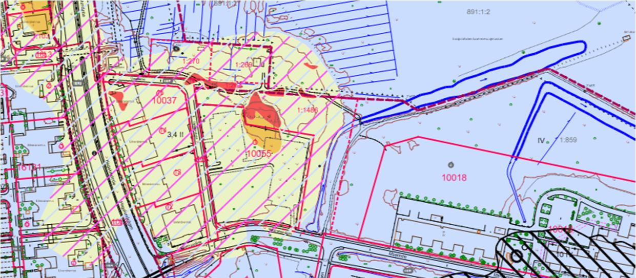 Maaperä Kuva: Ote maaperäkartasta () Espoo kaupunk. Vasalante ja sen varrella korttelt ovat maaperältään normaalst rakennettava.