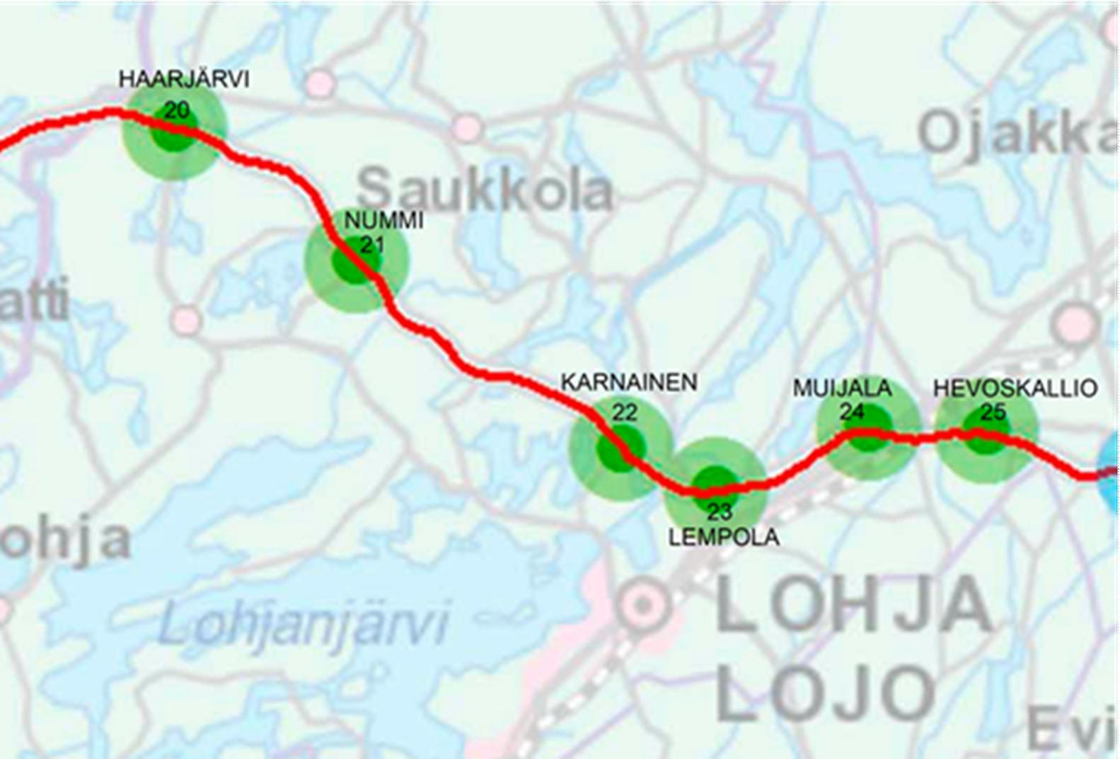 1.3. Lohjan strategia ja maankäytön rakenne 2013-2037 Lohjan alueella sijaitsee kuusi E18 moottoritien liittymää. Lohjan maankäytön rakenne 2013 2037 hyväksyttiin kaupunginvaltuustossa 14.5.2014.