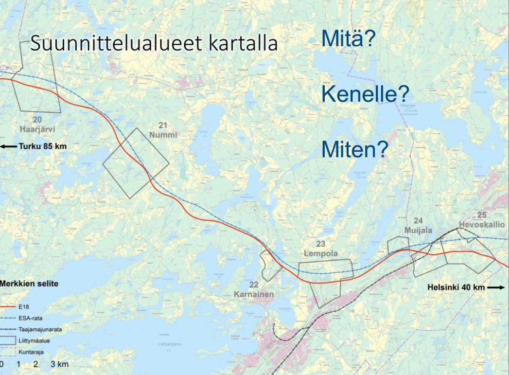 Moottoritieliittymien potentiaalin arviointiin liittyen: tarkastellaan maakunta-, yleis- ja asemakaavoituksessa osoitettuja mahdollisuuksia.