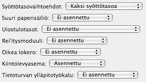 Jos käyttöjärjestelmäsi on Mac OS X v10.5-10.5.5, se ei tule näkyviin. (2) Valitse laitteelle asennetut vaihtoehdot. (3) Napsauta [Käytä muutoksia]-painiketta. Jos käyttöjärjestelmäsi on Mac OS X v10.