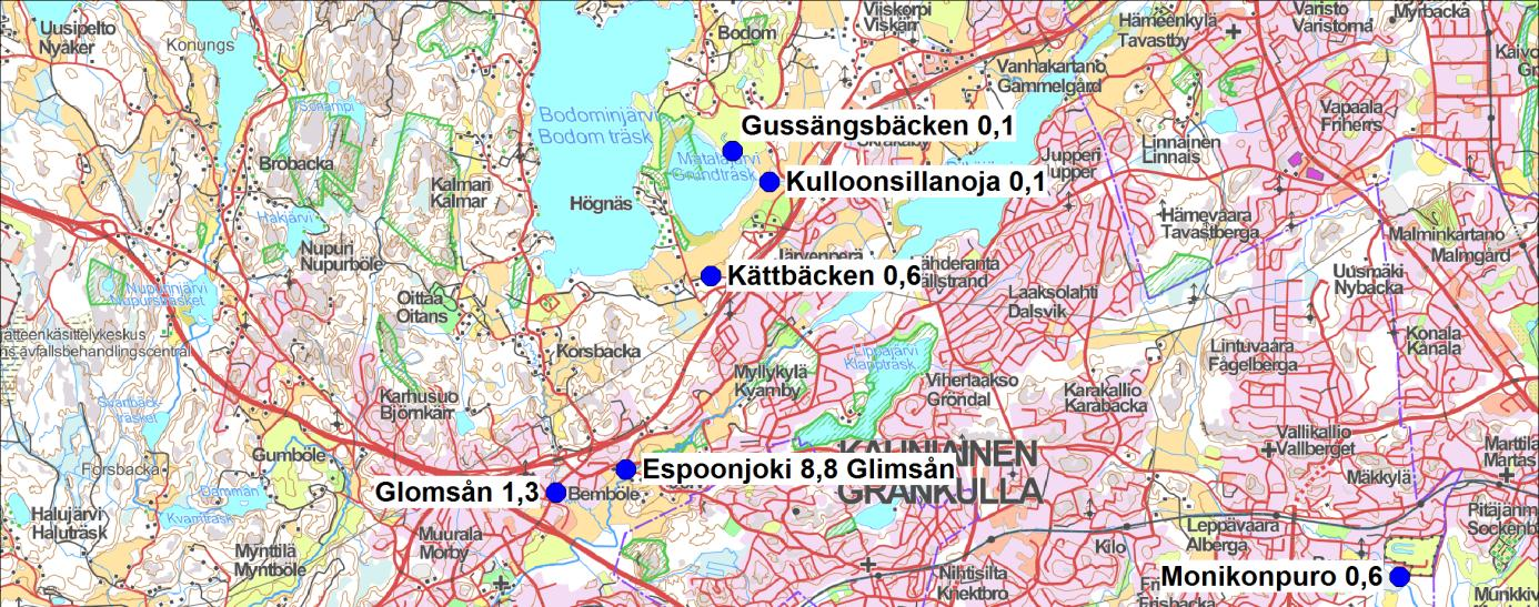 3 Kuva 1.2. Jokihavaintopaikat vuonna 215.