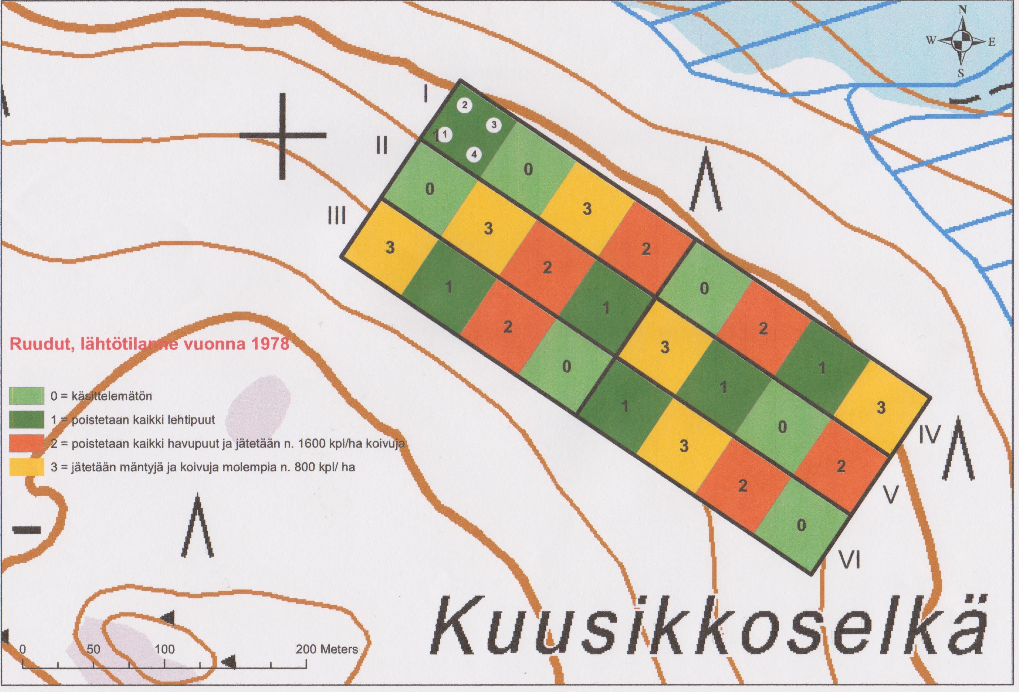 31 Kuvio 4. Kuusikkoselän tutkimusalue Kuusikkoselkään tehdyn mittausprojektin yhteydessä laskettiin tutkimusalueelta seuraavat summatunnukset.