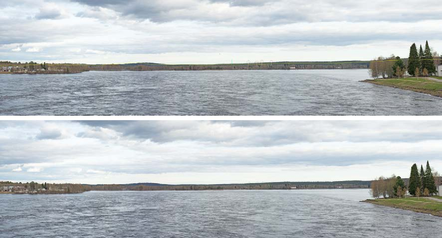 25.5.2015 23 (25) Kuva 17. Valokuvasovite kuvauspisteestä 3 (Rovaniemi). Etäisyys lähimpään voimalaan on noin 14,8 km. 8.