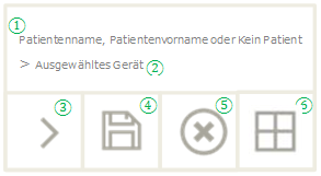 4 Käyttö 4.8 Toimintojen ohjaaminen valikon kautta Nro Symboli Asetukset 1 - Info-rivi Tässä näytetään aktiivinen potilasnimi (jos valittu CONEXIO-ohjelmaan), johon uudet tiedot tallennetaan.