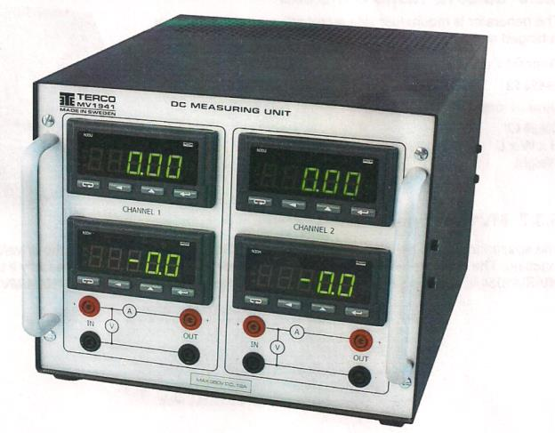 43 - Tietojenkäsittelyprotokolla Modbus RTU 8N1 - Sarjaliitäntä RS485 - Siirtonopeus 19200 kb - Virtalähde 220 240 V DC - Yksivaiheinen 50 60 Hz TERCO:n DC - mittausyksikkö MV 1941 (kuva 24) on