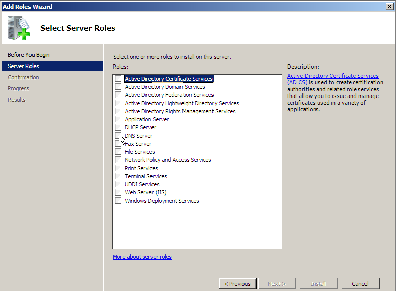 lisäykset tehdään Windows Server 2008 Server Manager