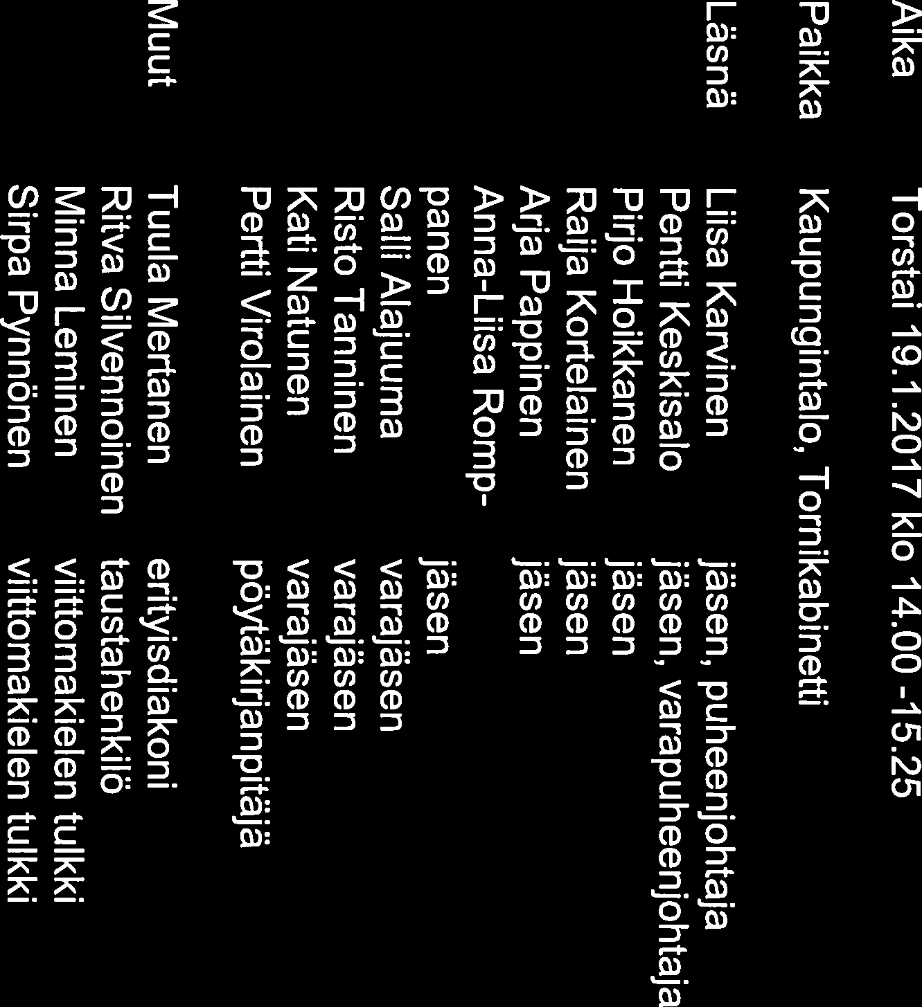 ] E N S U U PÖYTÄKIRJA Sivu a/6 24.1.2017 VAMMAISNEUVOSTON KOKOUS 112017 Aika Torstai 19.1.2017 klo 14.