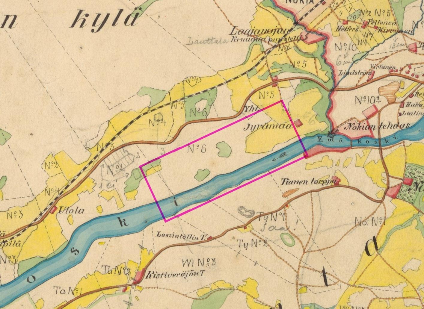 5 Ote Pirkkalan pitäjänkartasta v. 1903.