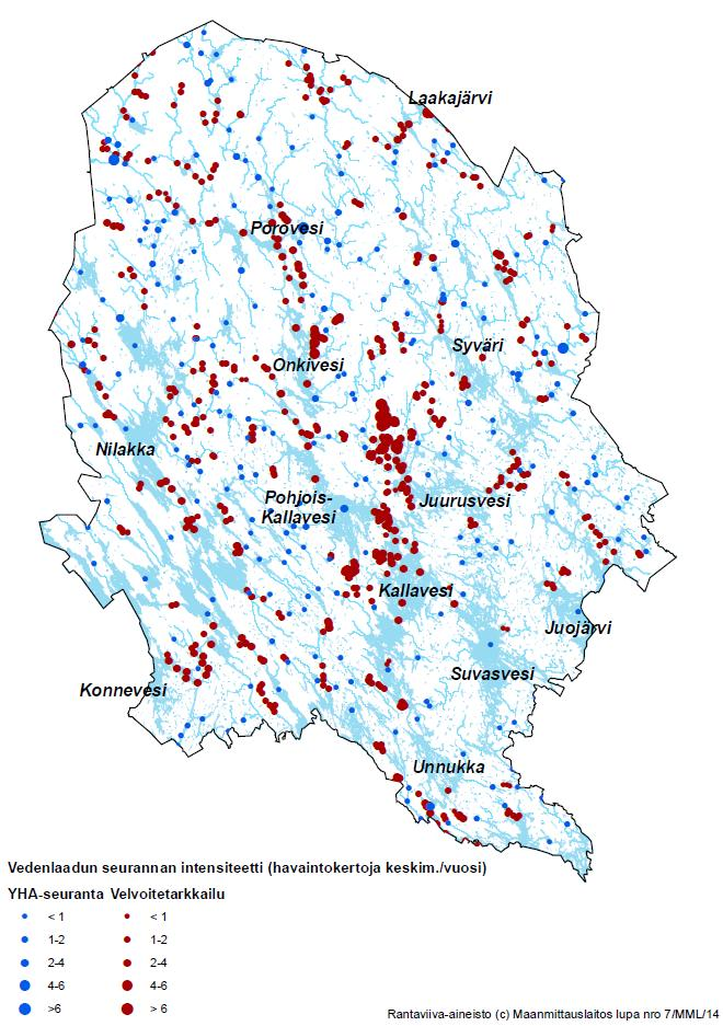 Velvoitetarkkailun ja ympäristöhallinnon seurannan muodostama kokonaisuus Pohjois- Savossa Ympäristöhallinnon seuranta: