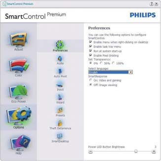 pikavalikossa. Käytöstä poisto poistaa SmartControl Premiumin oikean näppäimen pikavalikosta. Enable Task Tray (Aktivoi Tehtävätarjotin) -kuvake on (Päällä) oletusasetuksena.