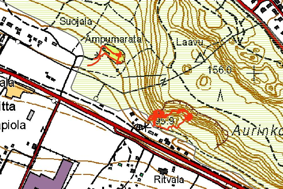 TULOKSET Kartoitusjälki Kartta 3. Aurinkovuoren aktiivikartoitusjälki.