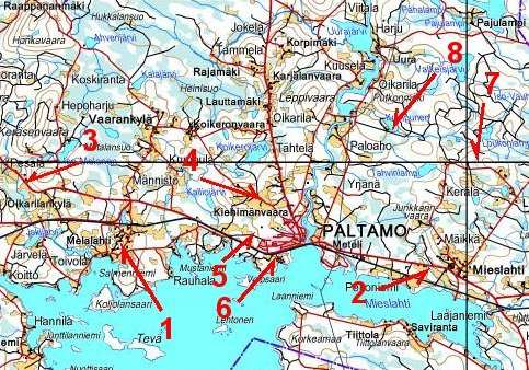 Petpolis - Paltamon koira- ja hevoskylän esiselvitys Liite: Paltamon koira- ja hevoskyläalueiden mahdolliset sijoitusalueet Tarkastelussa on kartoitettu ja arvioitu suunnittelun yhteydessä esiin