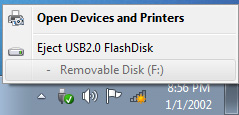 Kappale 3 Muut Windows 7 / Windows 8.1 -toiminnot USB-tallennusvälineen irrottaminen Windows 7 USB-tallennuslaitteen poistaminen Windows 7:ssä 1.
