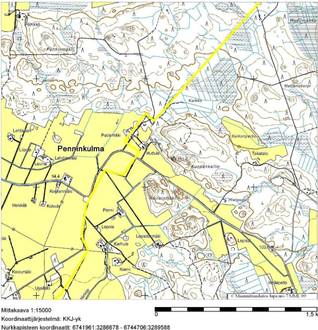 Broilerikasvattamot Kuva 6.14 Broilerikasvattamoiden sijoittuminen ja liikennöinti. Taulukossa 6.