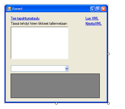 C# ja.net Framework 20 (26) LinkLabel: llluexml, llkirjoitaxml ComboBox: cbtaulu DropDownStyle: DropDownList 2. Tehdään ensin ComboBox-käsittely.