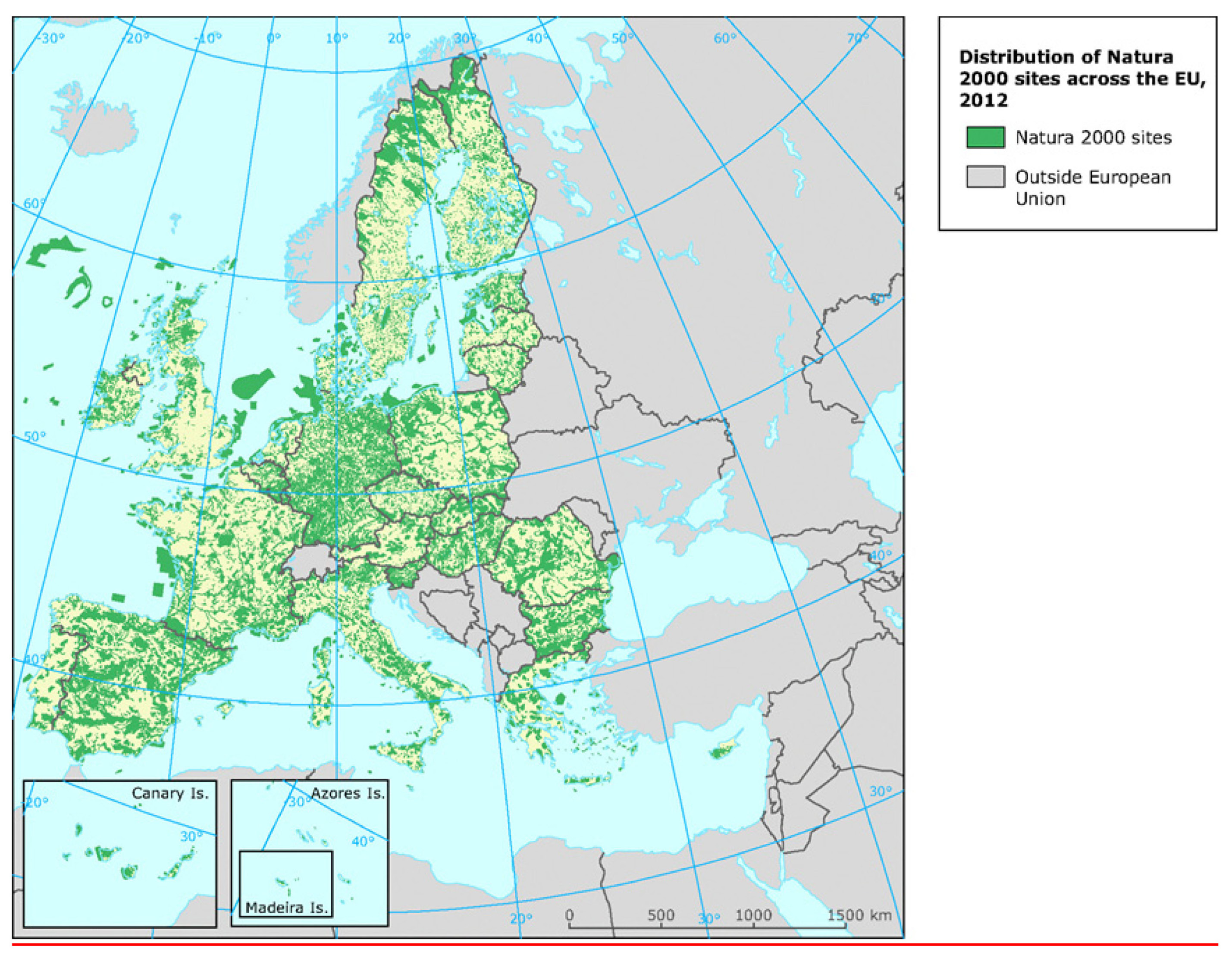 18 Kaavio 1 Natura 2000 -alueet EU:ssa Natura 2000 -alueet EU:ssa, 2012 Natura 2000 -alueet Euroopan unionin ulkopuolella Huom.