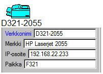 34 Kuvio 10. Verkkotulostimen tiedot ja kuvake 8.4.4 Info-TV Info-TV-laitteista dokumentointiin sisällytettiin sen toimintaa ohjaavan Eebox PC EB1012P laitteen nimi, IP-osoite ja jakamo, johon laite on yhdistetty.