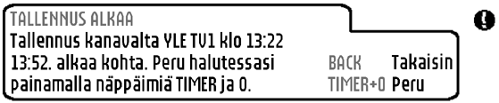 Jotta ohjelman katsominen ei häiriintyisi, ruudun oikeaan yläkulmaan tulee ensin kuvake merkkinä ilmoituksesta. Kun painat INFO-näppäintä, ilmoitus tulee ruutuun. 7.11.