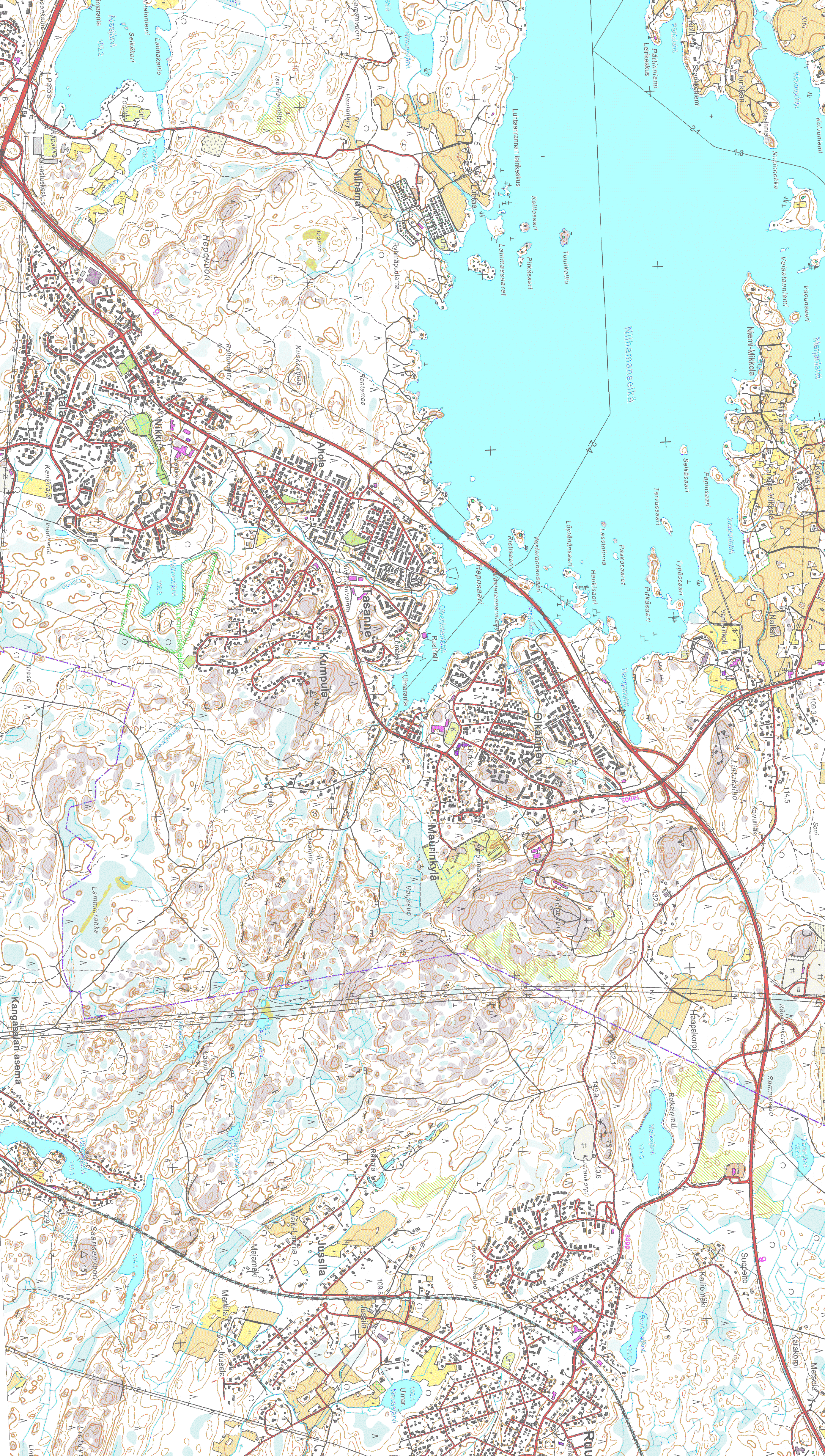 Avouoma OJA AN NN RA STA A V OLKAHISENLAHTI Virtaussuuntanuoli Putkitus 800 B Aitolahdentien alitse.