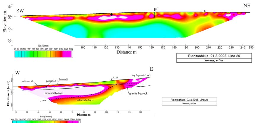 Geofysiikan tutkimukset Ridnitsohkkalla 2008 9 Kuva 4a.