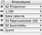 2 Piirustussarja Piirustussarjoja määritetään tehokkaimmin Järjestely-ikkunan kautta. Sekä raahaaminen että kohdevalikon kautta tuominen onnistuvat myös suoraan Sisältö-välilehdestä.