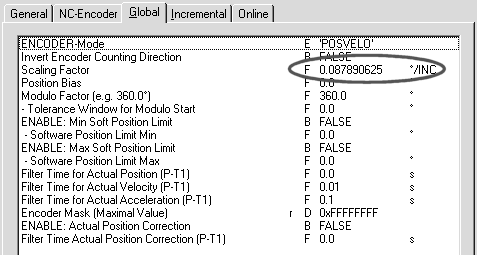 Motion-Control EtherCATin kautta Esimerkki TwinCAT 7 Anturin konfigurointi Anturiksi (kohdassa "Axis x_enc") määritetään "CANopen DS42" ja se konfiguroidaan seuraavasti (Æ