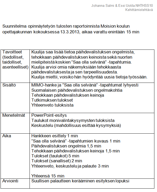 TURUN AMK:N KEHITTÄMISTEHTÄVÄ