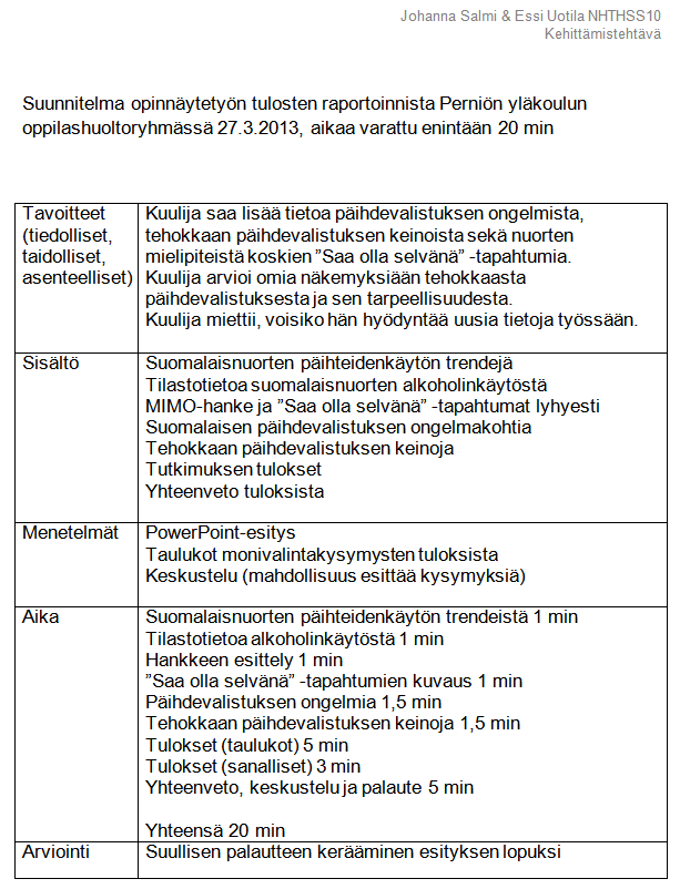 TURUN AMK:N KEHITTÄMISTEHTÄVÄ