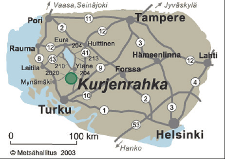 40 KUVA 7 Kurjenrahkan kansallispuiston tarkempi sijainti. Repoveden kansallispuisto (15 km 2 ) sijaitsee Kymenlaakson ja Etelä-Savon maakuntien rajalla Kouvolan pohjoispuolella (kuva 8).