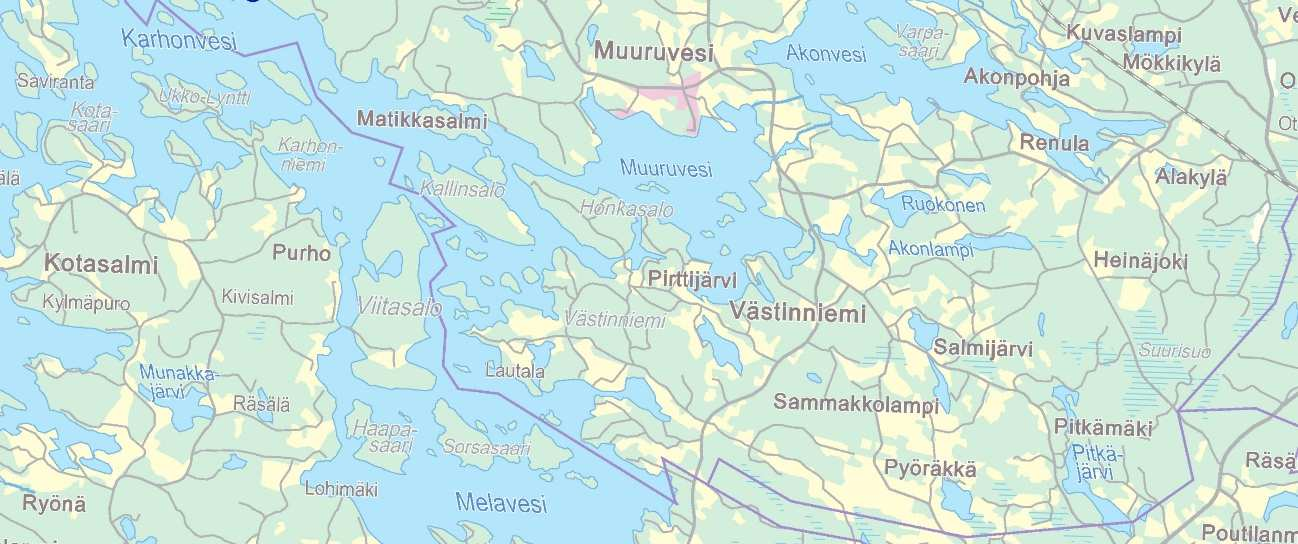 Rantaosayleiskaavamuutokset koskevat tiloja Haukiniemi 434-1-129, Venhonranta 434-2-58, Pieksänranta 434-2-57 ja Pilkan-ranta 434-2-65.