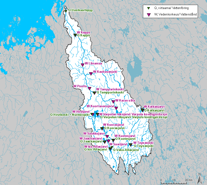 suurin vedenkorkeusvaihtelu oli 5,54 m ennen huomattavien säännöstelyjen toteuttamista.