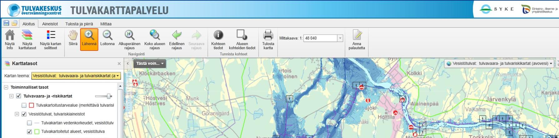 INFOLAATIKKO 6 Tulvakarttapalvelu (www.ymparisto.fi/tulvakartat) Ympäristöhallinnon julkisesta tulvakarttapalvelusta jokainen voi käydä tutustumassa tulvakartoitettujen alueiden tulvavaarakarttoihin.