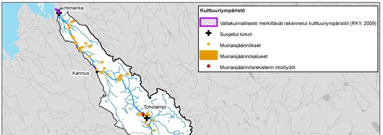 - Himangan taajamassa Raumankarin vanha asutus ja Himangan vanha kirkko - Kannuksessa Mäkiraonmäen vanha asutus ja Kannuksen kirkko Lestijoen vesistöalueella ei ole valtakunnallisesti merkittäviä