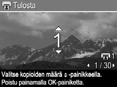 Kuvien lähettäminen verkkokohteisiin 1. Kytke kameraan virta ja paina. 2. Korosta ensimmäinen kohde -painikkeilla. 3. Hae lähetettävä pysäytyskuva -painikkeilla ja valitse se painamalla.