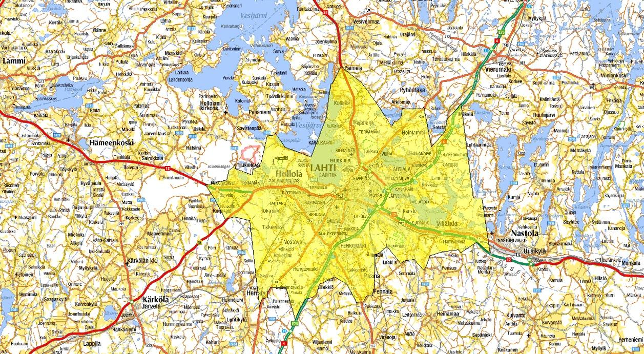 Leikkauspiirustus 5 PELASTUSLAITOKSEN NOSTOLAVA-AUTON 10 MINUUTIN TOIMINTAVALMIUSALUE Optimitilanteen