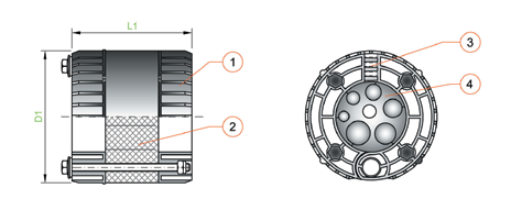 Läpivientireiät Monireikätiivistyselementti DN 100 8-18 mm putkille