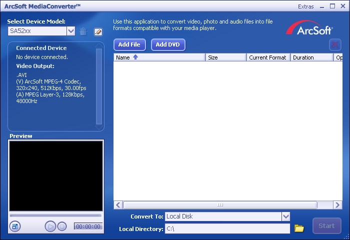 3.6.1.2 Videotiedostojen lisääminen tietokoneesta tai DVD-levyltä 1 2 3 Valitse MediaConverter -ikkunassa videolähde valitsemalla Add File / Add DVD.