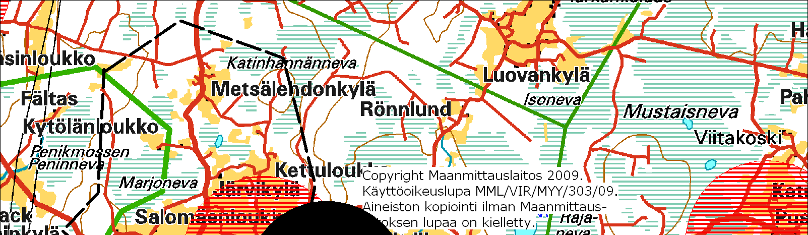 1025/9520/2011 2 (5) Kuva 1. Maakuntaliiton määrittelemä hankealue on rajattu karttaan mustalla katkoviivalla.