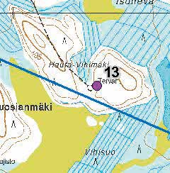 voimalapaikoista ja mahdollisista uusista huoltotielinjoista 12, Koiramäki Noin 100 m voimalapaikan nro 15 itäpuolella.