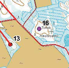huoltotielinjoista 16, Hautasaari 1 Noin 430 m voimalapaikan nro 13 ja noin 130 m kunnostettavan