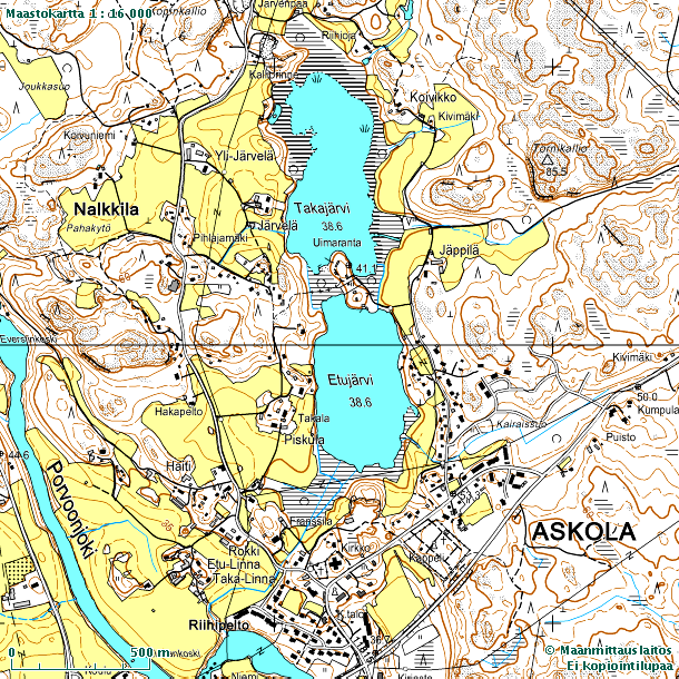 1 Kuva 1. Karttakuva Etu- ja Takajärvestä. Maanmittauslaitos, lupa nro 51/MML/9. 3.1.2.