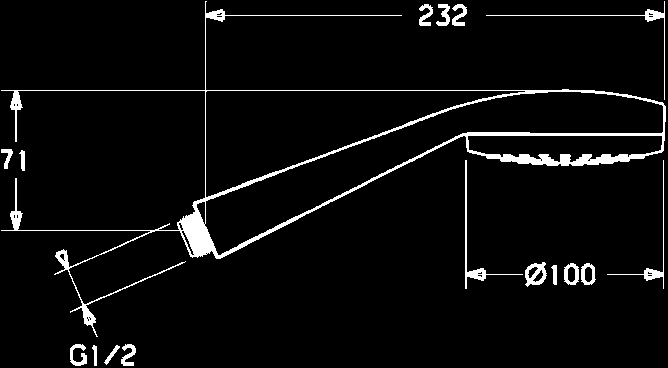 käsisuihku, 3 erilaista suihkuvaihtoehtoa Ø 100 mm P-IX 19554/IA