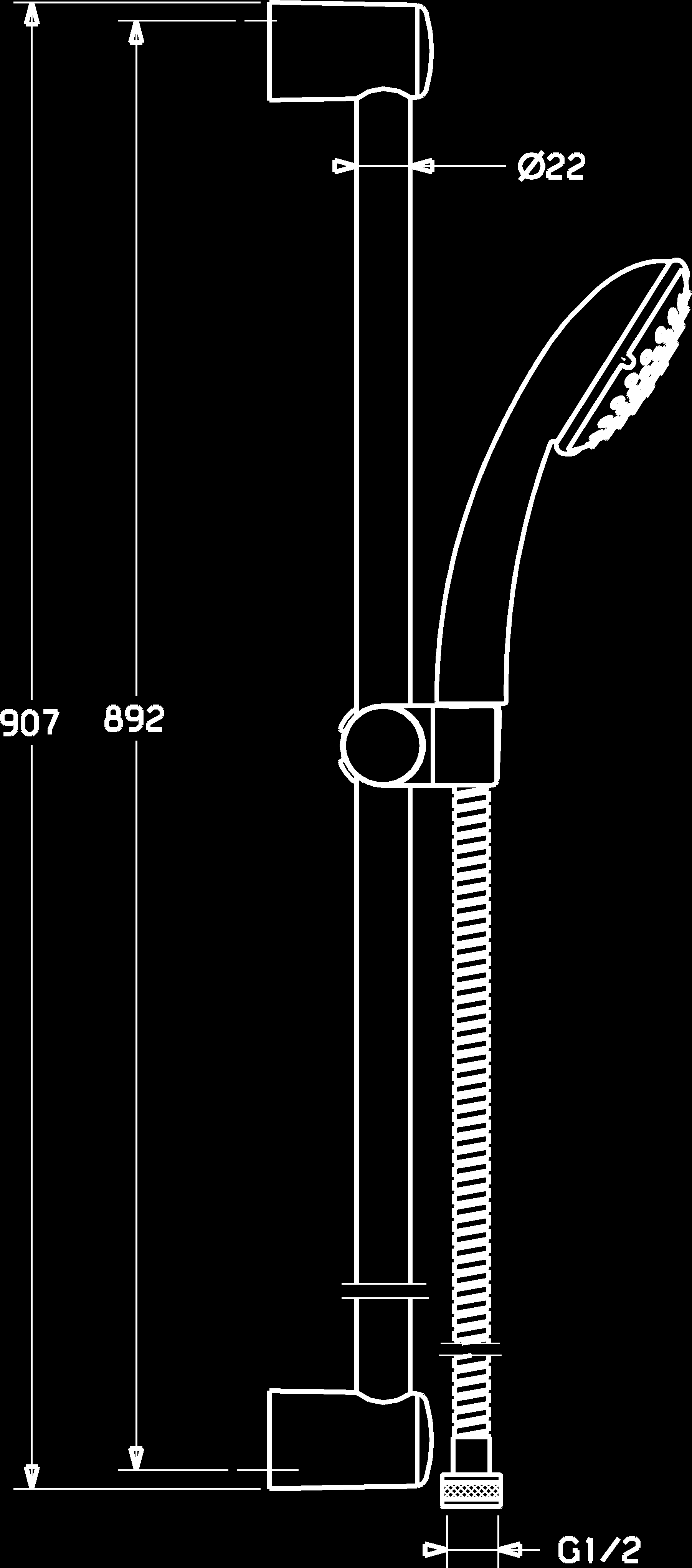 HANSABASICJET -seinätanko, 900 mm HANSABASICJET 3